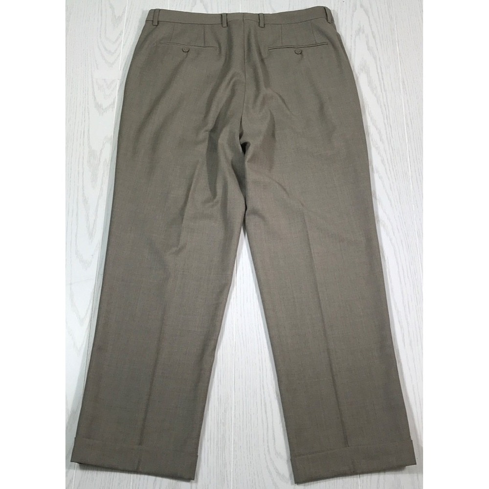Santorelli Wool Dress Pants Men 36x29 Brown Romeo Luxury Serge Cuffed Formal Dad